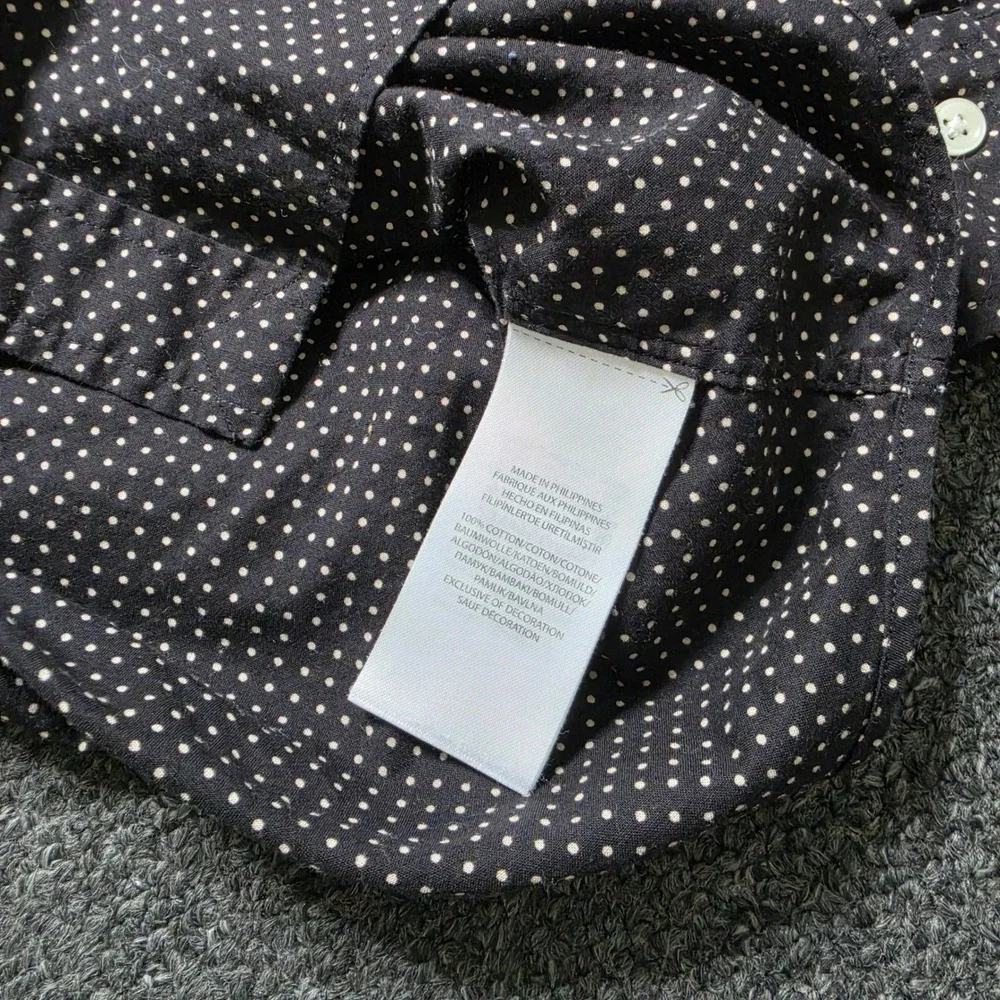 Polo Ralph Lauren Button Down Shirt Black White Polka Dot Mens Large Cotton Pony
